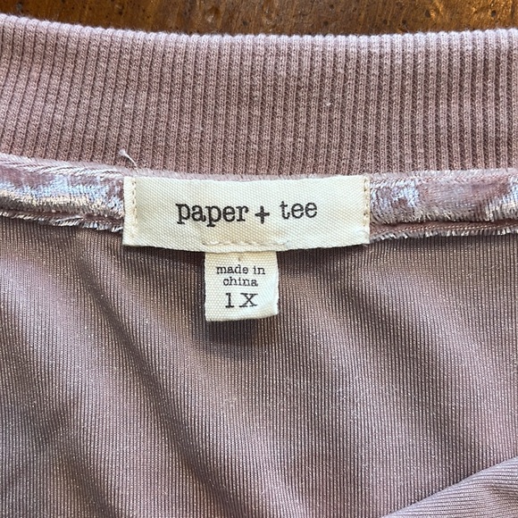 New Pretty Pink Paper+Tee Velvet Zip-Up Sweater - Picture 6 of 7